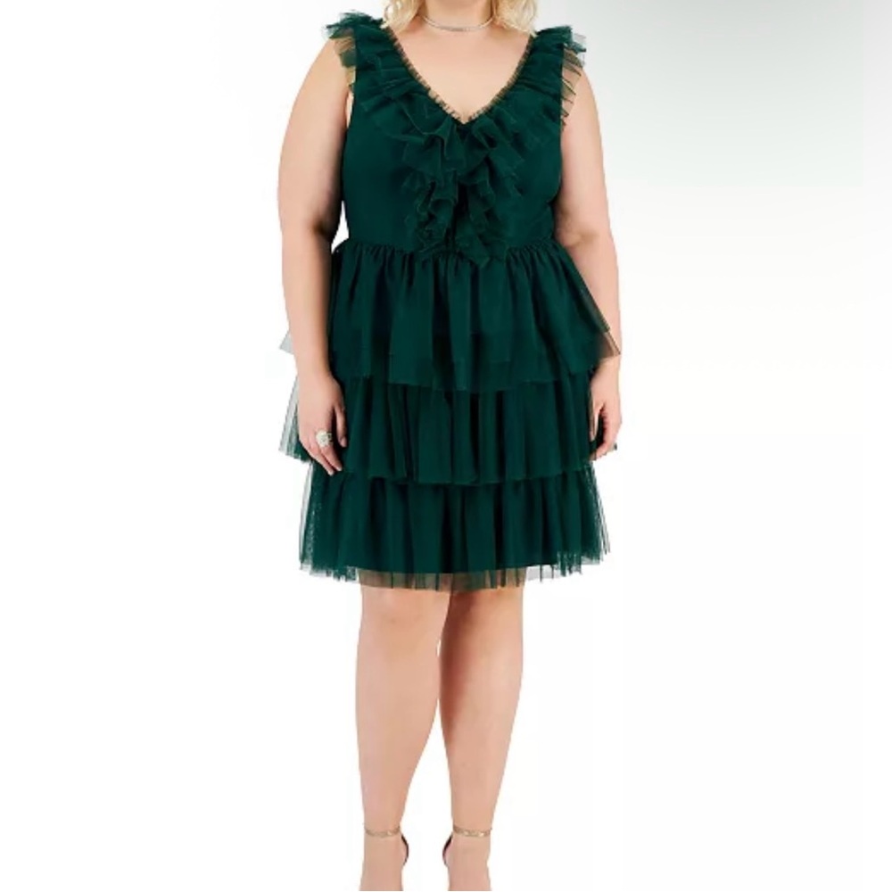 City Studio Teal Ruffle Dress